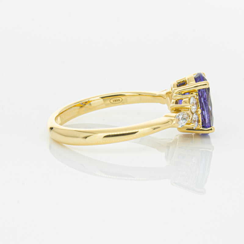 18ct Yellow Gold 2.19ct Tanzanite & Diamond Oriana Ring-Ring-Walker & Hall