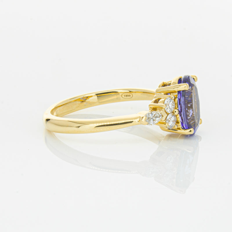 18ct Yellow Gold 2.19ct Tanzanite & Diamond Oriana Ring-Ring-Walker & Hall