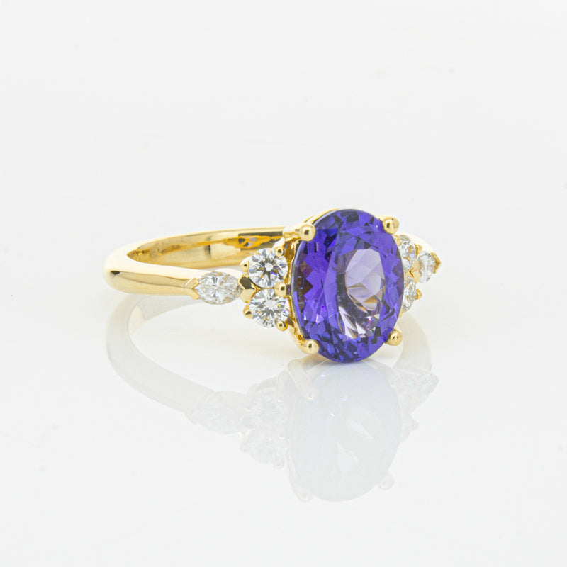 18ct Yellow Gold 2.19ct Tanzanite & Diamond Oriana Ring-Ring-Walker & Hall