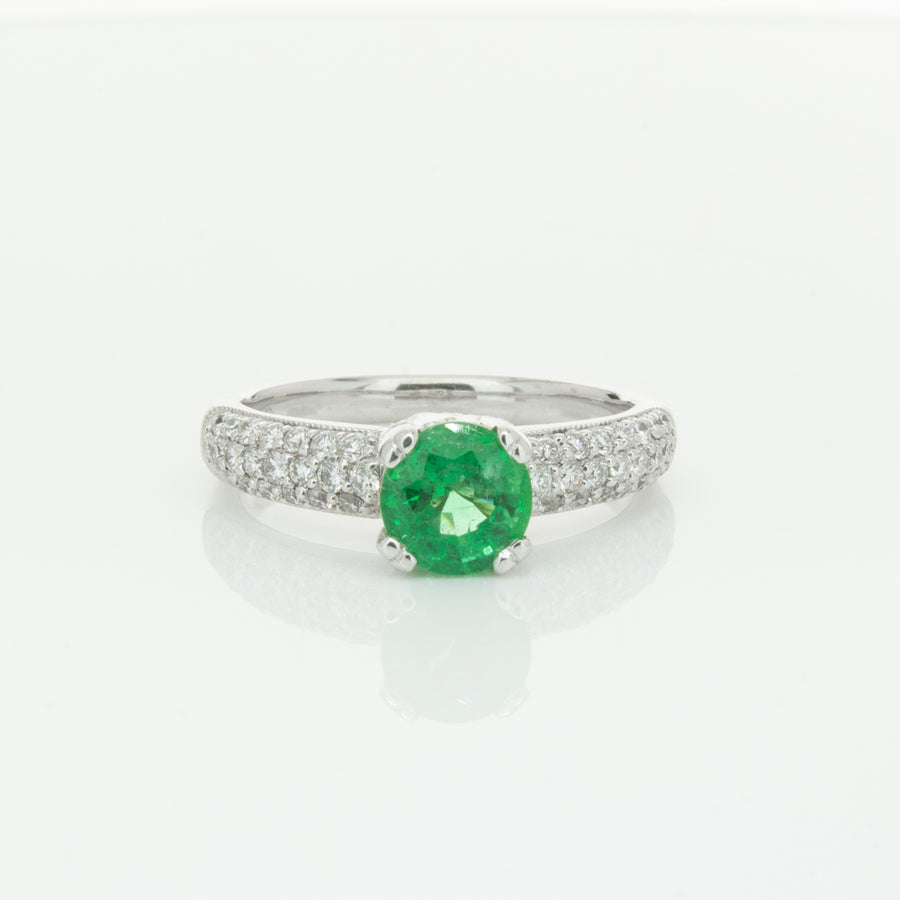 Deja Vu 18ct White Gold .90ct Emerald & Diamond Ring-Ring-Walker & Hall