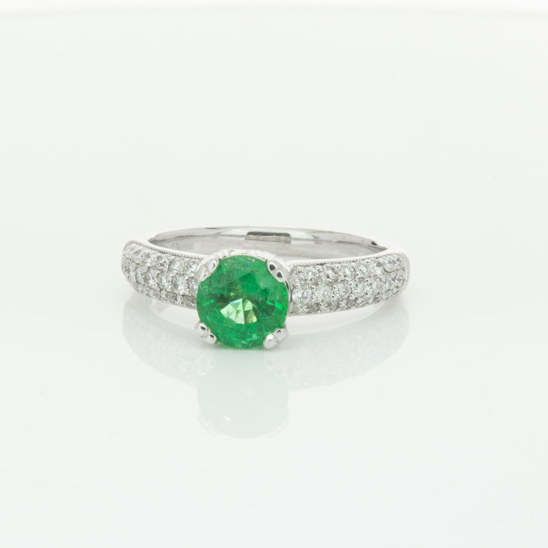 Deja Vu 18ct White Gold .90ct Emerald & Diamond Ring-Ring-Walker & Hall