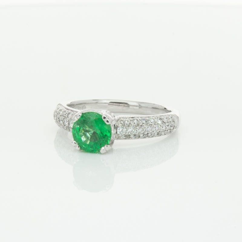 Deja Vu 18ct White Gold .90ct Emerald & Diamond Ring-Ring-Walker & Hall