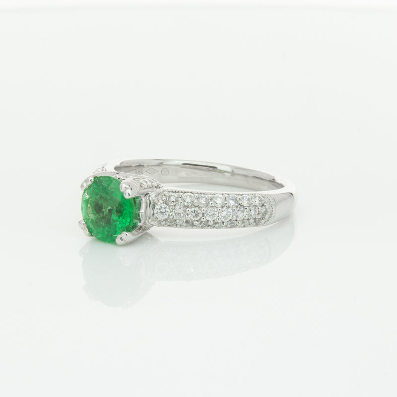 Deja Vu 18ct White Gold .90ct Emerald & Diamond Ring-Ring-Walker & Hall