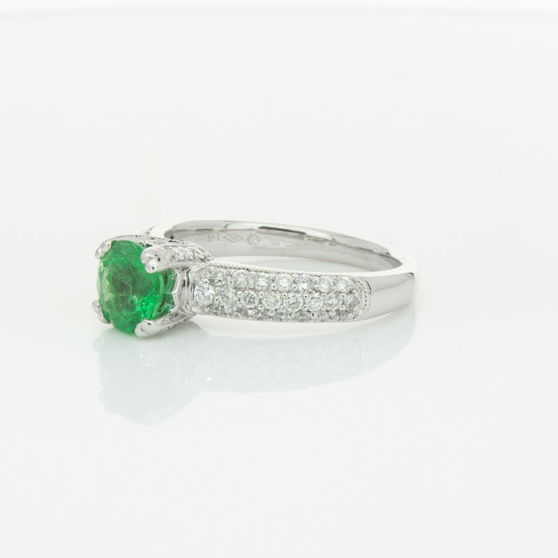 Deja Vu 18ct White Gold .90ct Emerald & Diamond Ring-Ring-Walker & Hall