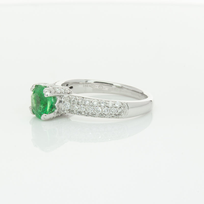 Deja Vu 18ct White Gold .90ct Emerald & Diamond Ring-Ring-Walker & Hall