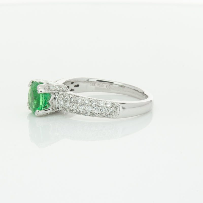 Deja Vu 18ct White Gold .90ct Emerald & Diamond Ring-Ring-Walker & Hall
