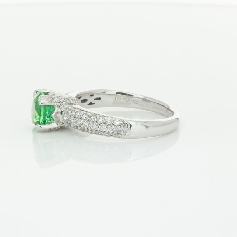 Deja Vu 18ct White Gold .90ct Emerald & Diamond Ring-Ring-Walker & Hall