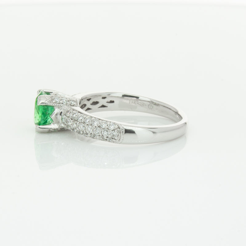 Deja Vu 18ct White Gold .90ct Emerald & Diamond Ring-Ring-Walker & Hall