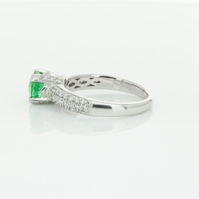 Deja Vu 18ct White Gold .90ct Emerald & Diamond Ring-Ring-Walker & Hall