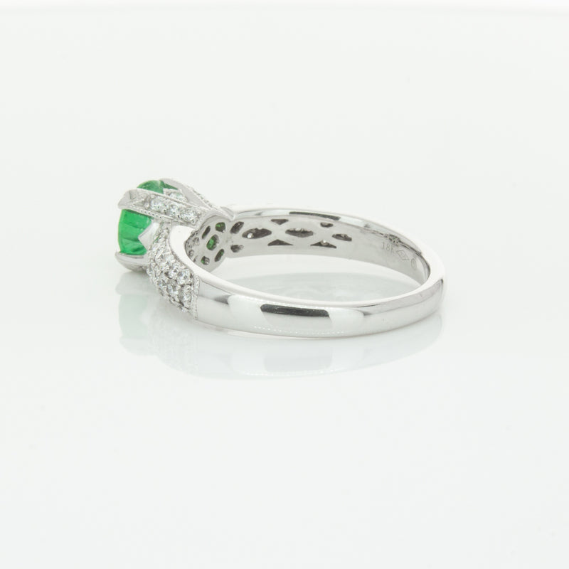 Deja Vu 18ct White Gold .90ct Emerald & Diamond Ring-Ring-Walker & Hall