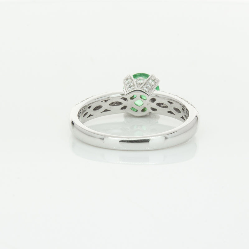 Deja Vu 18ct White Gold .90ct Emerald & Diamond Ring-Ring-Walker & Hall