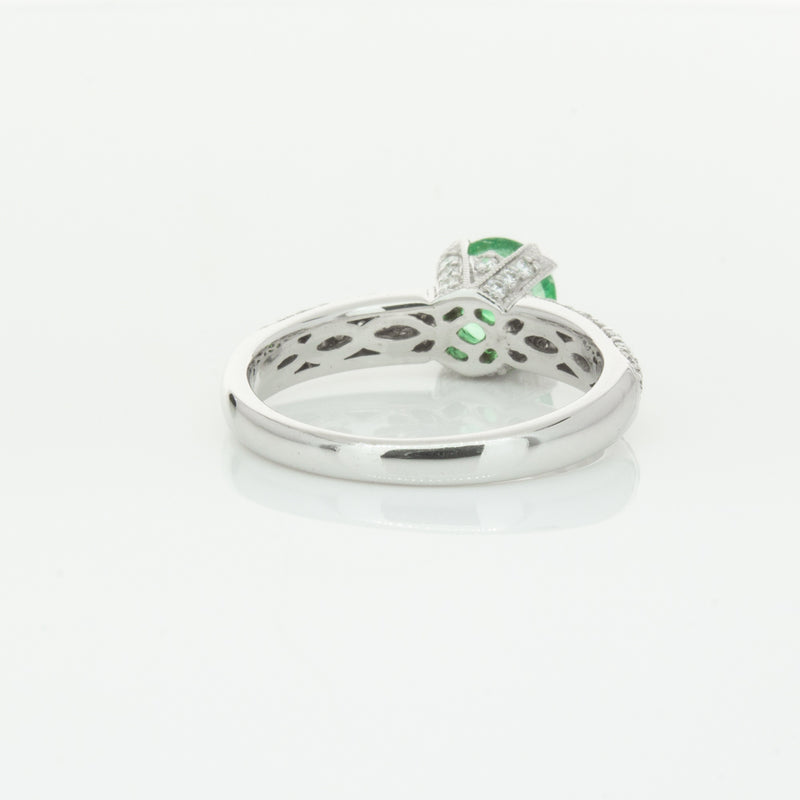 Deja Vu 18ct White Gold .90ct Emerald & Diamond Ring-Ring-Walker & Hall