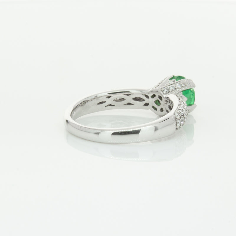 Deja Vu 18ct White Gold .90ct Emerald & Diamond Ring-Ring-Walker & Hall
