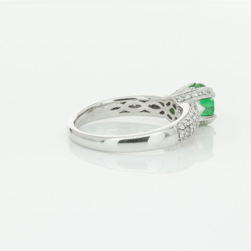 Deja Vu 18ct White Gold .90ct Emerald & Diamond Ring-Ring-Walker & Hall