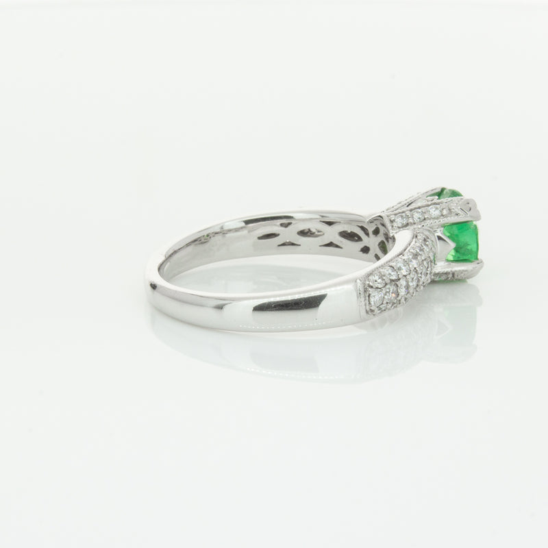 Deja Vu 18ct White Gold .90ct Emerald & Diamond Ring-Ring-Walker & Hall