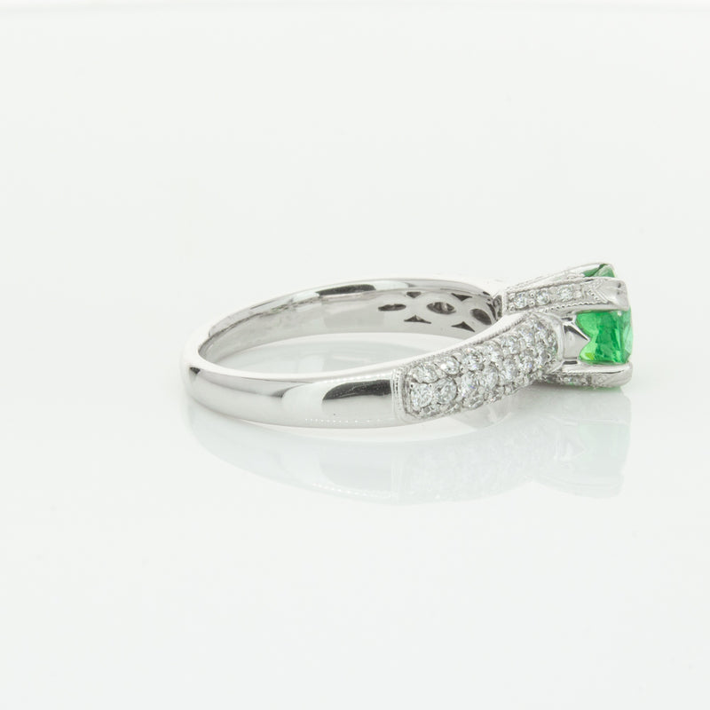 Deja Vu 18ct White Gold .90ct Emerald & Diamond Ring-Ring-Walker & Hall