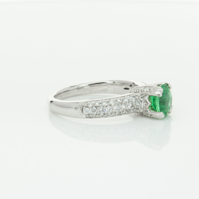 Deja Vu 18ct White Gold .90ct Emerald & Diamond Ring-Ring-Walker & Hall