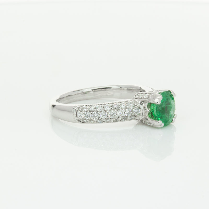 Deja Vu 18ct White Gold .90ct Emerald & Diamond Ring-Ring-Walker & Hall