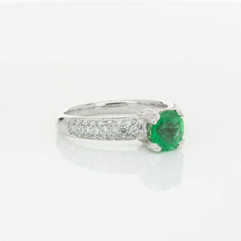 Deja Vu 18ct White Gold .90ct Emerald & Diamond Ring-Ring-Walker & Hall