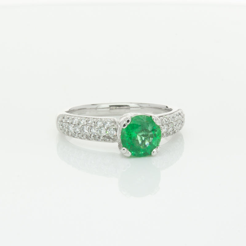 Deja Vu 18ct White Gold .90ct Emerald & Diamond Ring-Ring-Walker & Hall