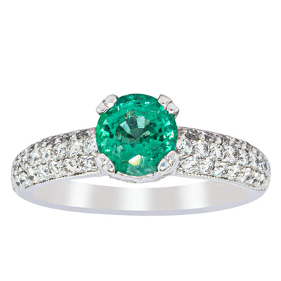 Deja Vu 18ct White Gold .90ct Emerald & Diamond Ring-Ring-Walker & Hall