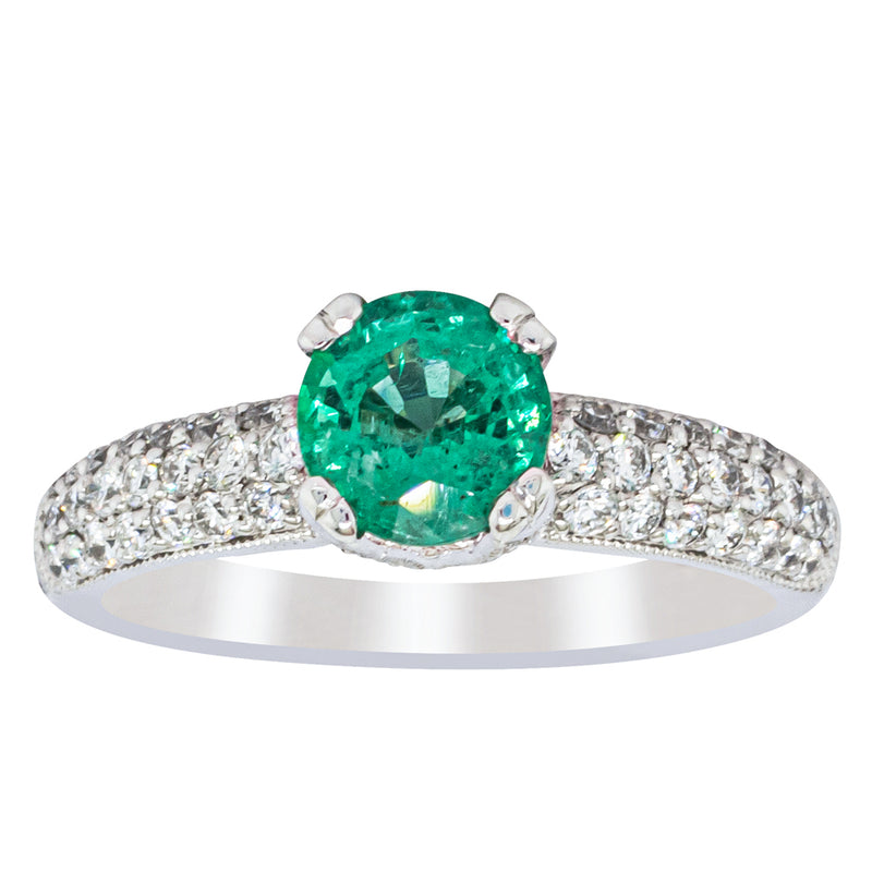 Deja Vu 18ct White Gold .90ct Emerald & Diamond Ring-Ring-Walker & Hall
