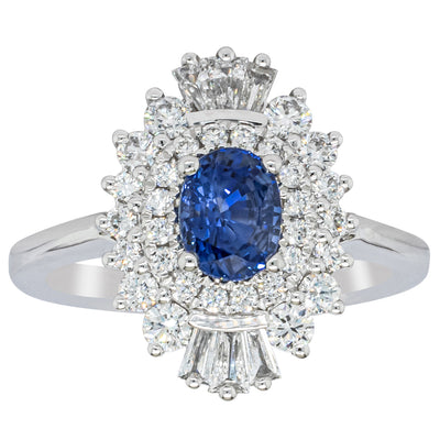 18ct White Gold 1.06ct Sapphire & Diamond Kira Ring-Ring-Walker & Hall