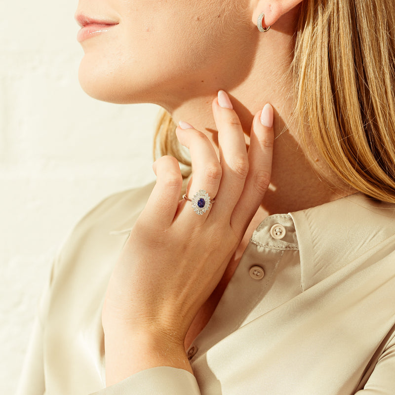 18ct White Gold 1.06ct Sapphire & Diamond Kira Ring-Ring-Walker & Hall