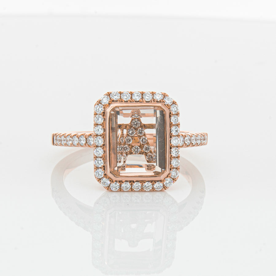 18ct Rose Gold Morganite & Diamond Ring-Ring-Walker & Hall