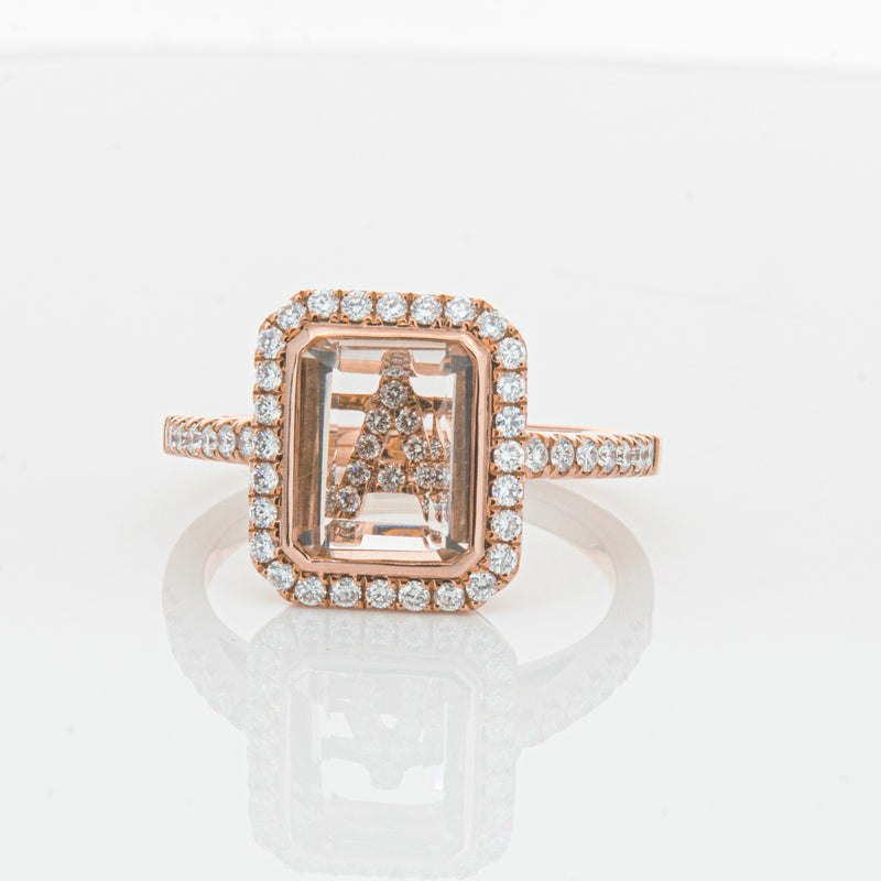 18ct Rose Gold Morganite & Diamond Ring-Ring-Walker & Hall