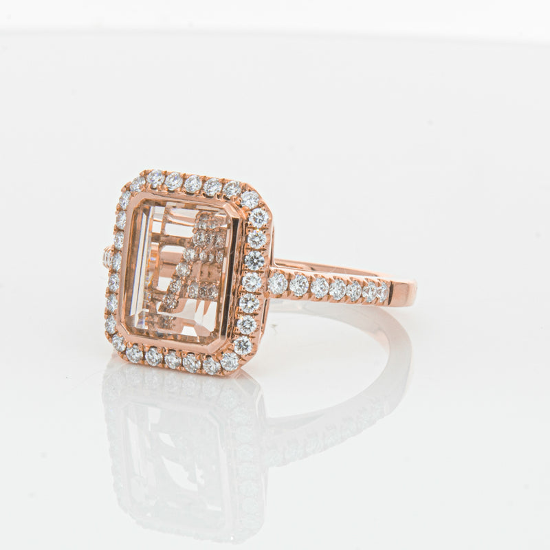 18ct Rose Gold Morganite & Diamond Ring-Ring-Walker & Hall