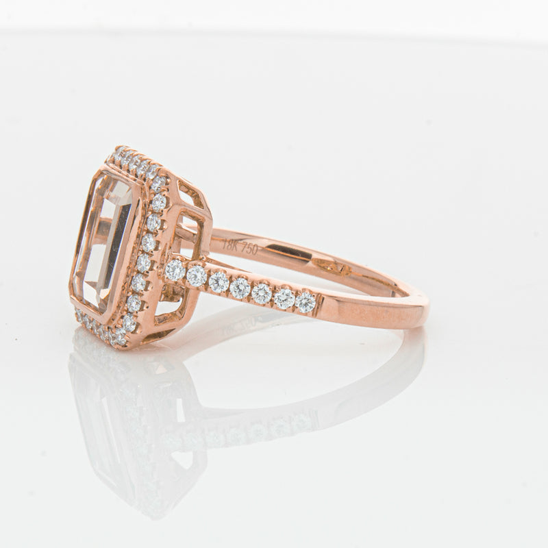 18ct Rose Gold Morganite & Diamond Ring-Ring-Walker & Hall