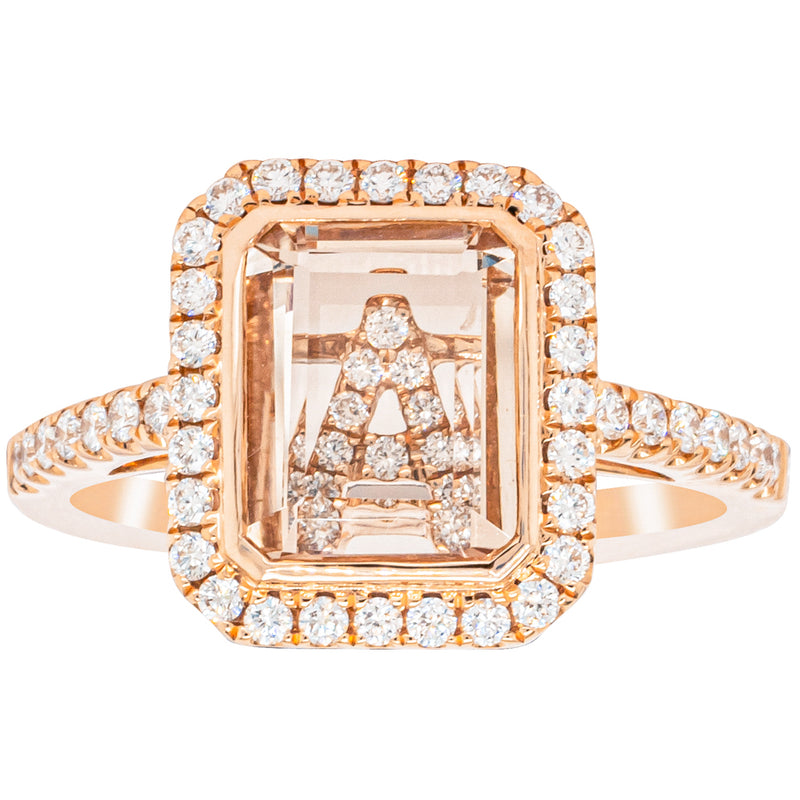18ct Rose Gold Morganite & Diamond Ring-Ring-Walker & Hall