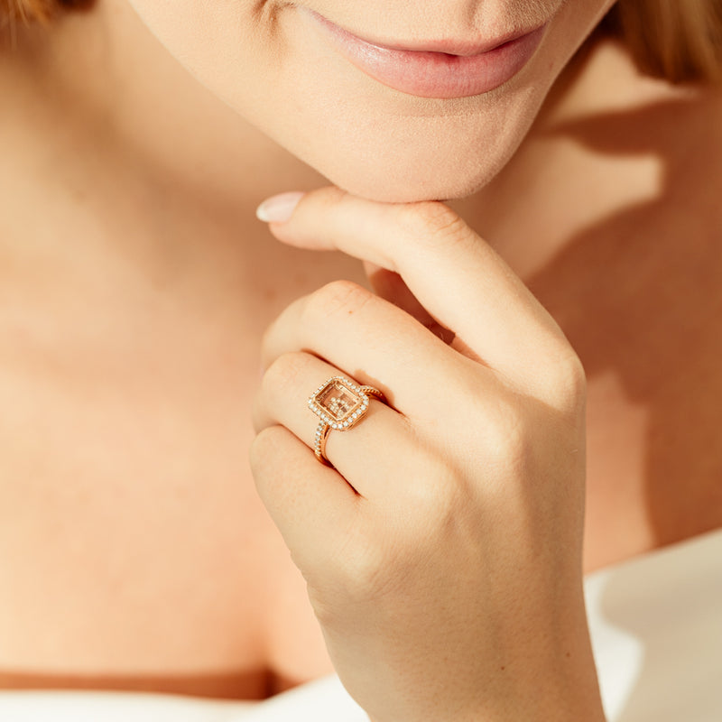 18ct Rose Gold Morganite & Diamond Ring-Ring-Walker & Hall