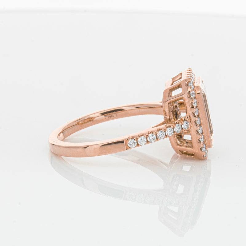 18ct Rose Gold Morganite & Diamond Ring-Ring-Walker & Hall