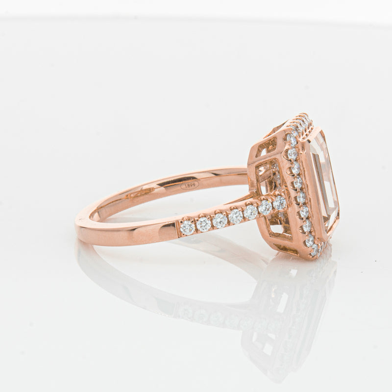 18ct Rose Gold Morganite & Diamond Ring-Ring-Walker & Hall