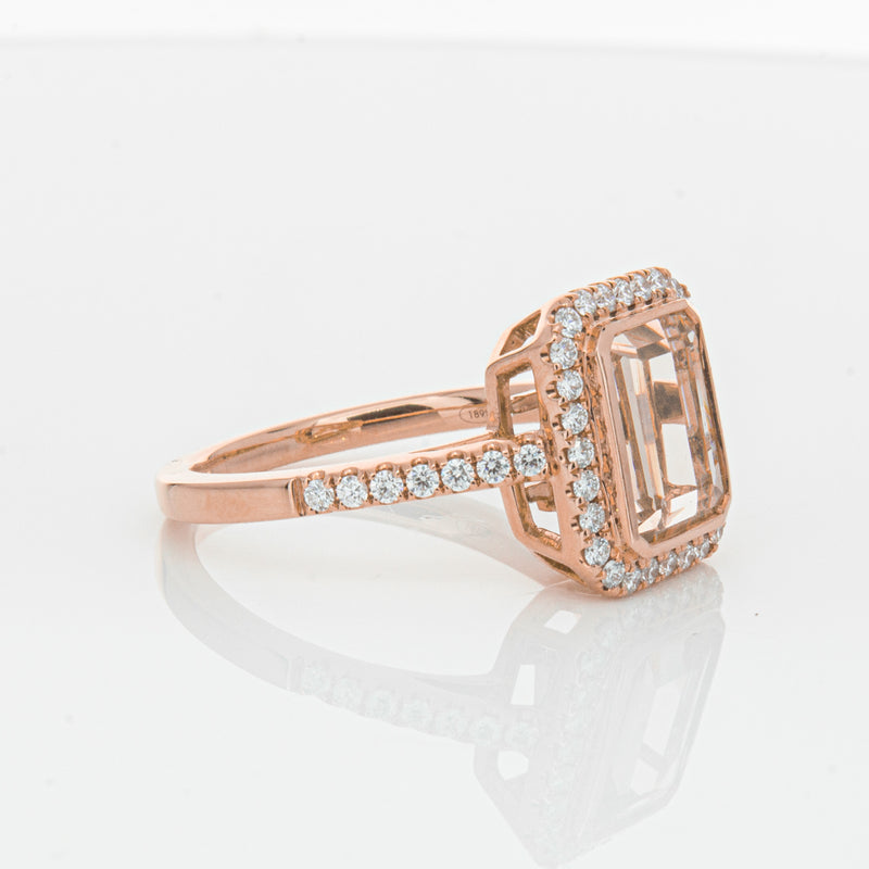 18ct Rose Gold Morganite & Diamond Ring-Ring-Walker & Hall