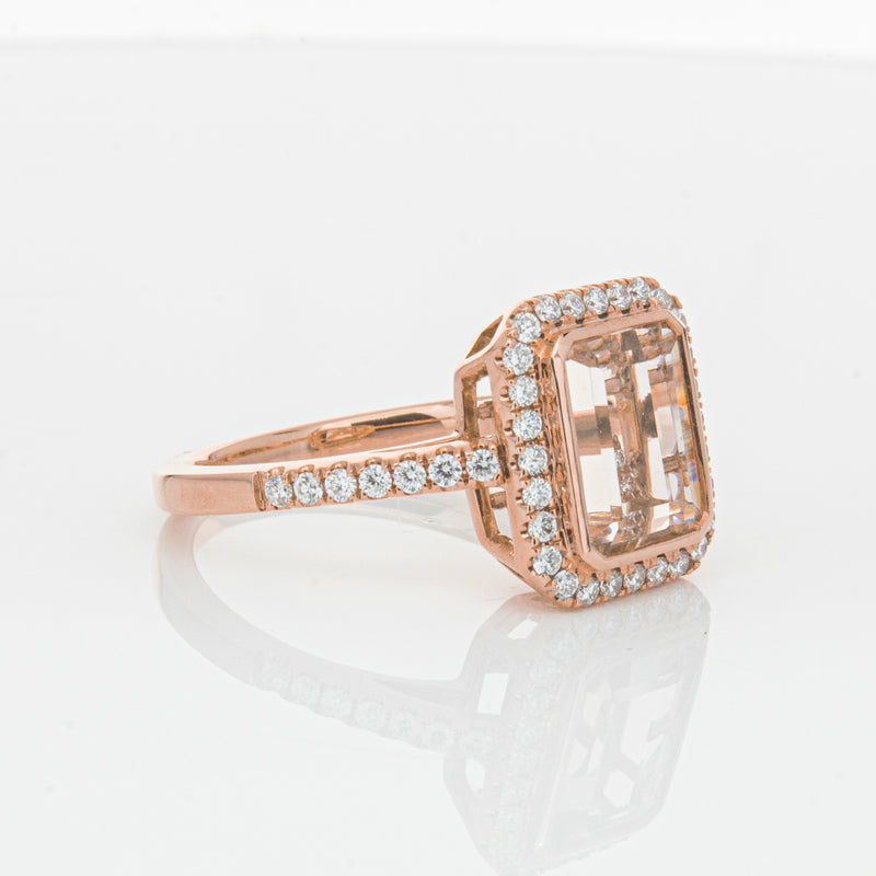 18ct Rose Gold Morganite & Diamond Ring-Ring-Walker & Hall