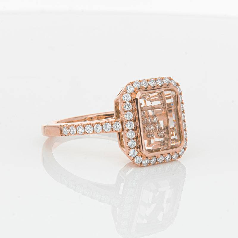 18ct Rose Gold Morganite & Diamond Ring-Ring-Walker & Hall