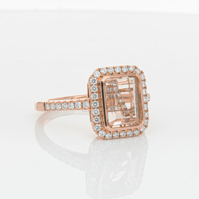 18ct Rose Gold Morganite & Diamond Ring-Ring-Walker & Hall