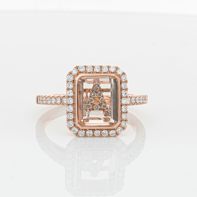 18ct Rose Gold Morganite & Diamond Ring-Ring-Walker & Hall
