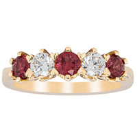 18ct Yellow Gold Ruby & Diamond Pentagon Ring-Ring-Walker & Hall