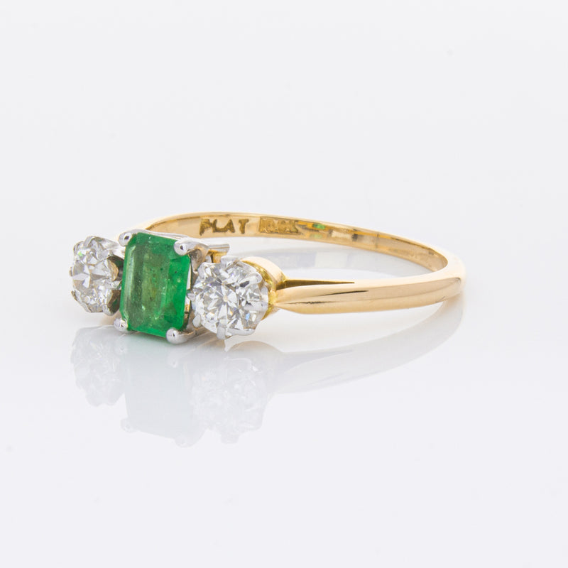 Deja Vu 17ct Yellow Gold & Platinum .50ct Emerald & Diamond Ring-Ring-Walker & Hall