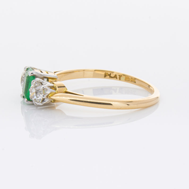 Deja Vu 17ct Yellow Gold & Platinum .50ct Emerald & Diamond Ring-Ring-Walker & Hall