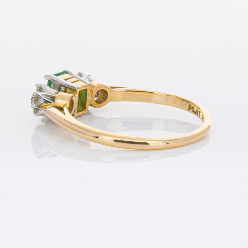 Deja Vu 17ct Yellow Gold & Platinum .50ct Emerald & Diamond Ring-Ring-Walker & Hall