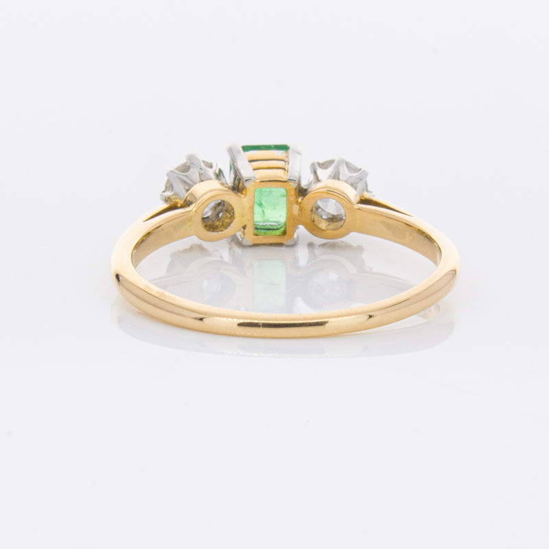 Deja Vu 17ct Yellow Gold & Platinum .50ct Emerald & Diamond Ring-Ring-Walker & Hall