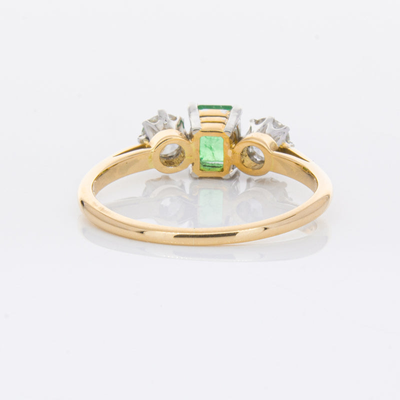 Deja Vu 17ct Yellow Gold & Platinum .50ct Emerald & Diamond Ring-Ring-Walker & Hall