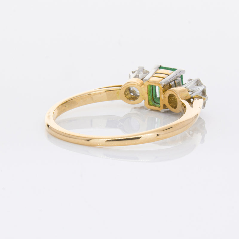 Deja Vu 17ct Yellow Gold & Platinum .50ct Emerald & Diamond Ring-Ring-Walker & Hall