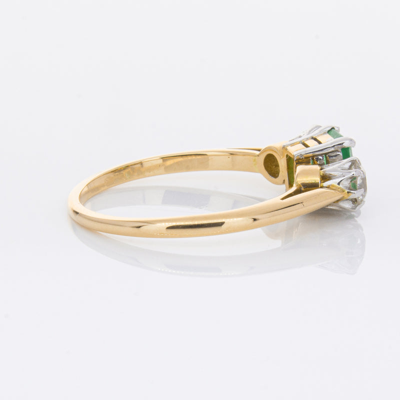 Deja Vu 17ct Yellow Gold & Platinum .50ct Emerald & Diamond Ring-Ring-Walker & Hall