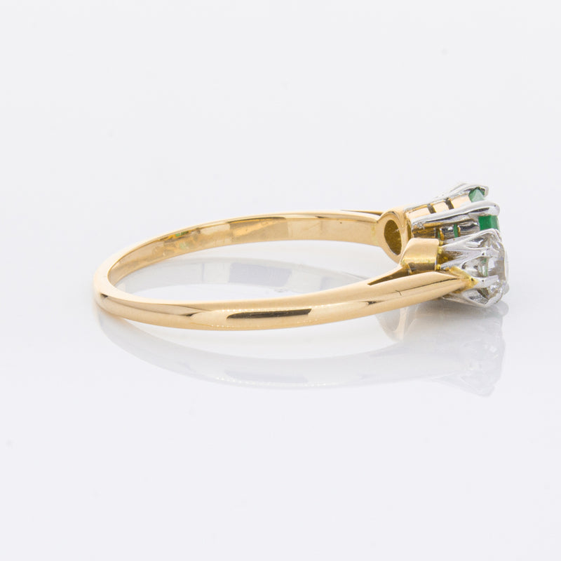 Deja Vu 17ct Yellow Gold & Platinum .50ct Emerald & Diamond Ring-Ring-Walker & Hall